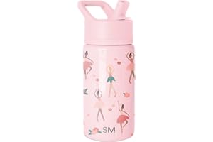 Simple Modern Kids Water Bottle with Straw | Insulated Stainless Steel Reusable Tumbler for Toddlers, Girls, Boys | Summit Collection | 415ml | Pink Ballerina