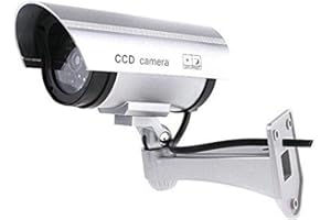BW Dummy Cameres Outdoor Indoor Fake Dummy Imitation CCTV Security Camera W/Blinking Flashing Light Bullet Shape Silver