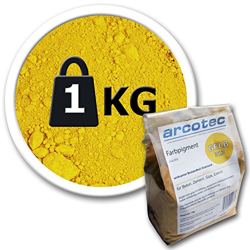 @tec Oxidfarbe-Pigment 1kg - Oxidpigment für Betonmasse, Putz, Gips - Farbe: gelb/ocker