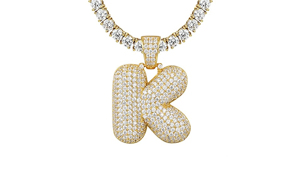 Custom Bubble Letter K Initial Pendant 
