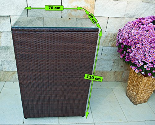PolyRattan Kissenbox DEUTSCHE MARKE — EIGNENE PRODUKTION 7 Jahre GARANTIE Garten Möbel incl. Glasplatte für 20 Sitzkissen Ragnarök-Möbeldesign (braun) Gartenmöbel Gartentisch Aluminium Rattan Beistelltisch, Stehttisch - 5