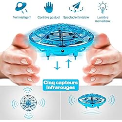 infinitoo Mini Drône UFO drône USB rechargebale pour Enfants et Adultes, Mini Quadcopter Drone de Poche Mouvement Main contrôlée Drone Flying Jouets (Bleu)