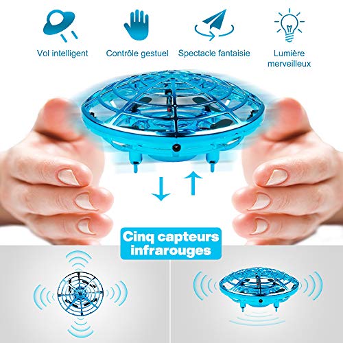 infinitoo Mini Drône UFO drône USB rechargebale pour Enfants et Adultes, Mini Quadcopter Drone de Poche Mouvement Main contrôlée Drone Flying Jouets (Bleu)