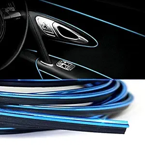 AutoBizarre Metallic Blue Chrome Interior Decoration Beading, Flexible Styling PVC Moulding Trim Strip (5 Meters) Car Beading Roll