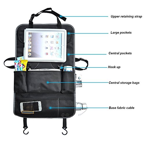 Auto Rücksitz Organizer & Kinder Spielzeug Storage & Sitzrückenprotektor, Mehrzweck und Umweltfreundlich Material Auto-Organisator / Leicht zu Berühren und Bekommen, Was Sie Wollen / Must Haben für Baby Reise Zubehör - 3