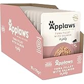 Applaws Natural Premium Wet Cat Food for Adult Cats, Tuna with Salmon in a Tasty Jelly Pack of 16 x 70g Pouches 8278AU