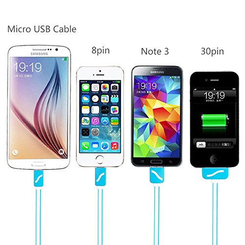EASYTAR Retractable 4in1 Micro-USB Ladekabel mit Lightning, 30-pin Dock-Anschluss, Note3/S5. Apple iPhone 6 5 5 und Android Smartphones Tablets Blau - 7
