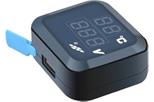 DOMASVMD 3 In 1 Motorcycle Thermometer Voltmeter With USB Charging Port 12V-24V Handlebar Mount Digital Temperature Voltage Meter Thermometer Gauge