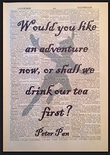 Parksmoonprints Peter Pan Tinkerbell Quote Vintage Dictionary Wall Art Print Picture Drink Tea Adventure Quirky Wall Art