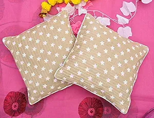 COZY FURNISH Quilted Cotton Cushion Covers Printed Reversible Cushion Covers (Brown, 24