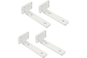 Mooche 4Pcs Floating Shelf Brackets, White Shelf Brackets, Heavy-Duty Metal L-Shaped Shelf Bracket, 100MM*50MM for Shelves Support Wall Hanging Supporting Suspended Items