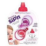 ChooMee Sip'n Soft Top with Flow Control and Cap for Food Pouch Feeding (Red and Purple)