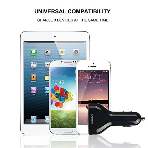 KMASHI Caricabatterie Auto 3-Porte Caricatore USB Universale Quick Charge 2.0 39W Car Charger per iPhone, iPad, Smartphone Samsung Galaxy, Huawei, LG, Nexus