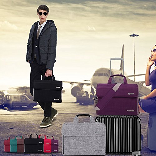 BRINCH Laptoptasche, unisex Messenger Bag Oxford Gewebe Umhängetasche Aktentasche mit Tragriemen für 17 – 17,3 Zoll Laptop / Notebook / MacBook / Ultrabook / Chromebook Computers / Apple / Acer / Asus / Dell / Fujitsu / Lenovo / HP / Samsung / Sony / Toshiba,Schwarz - 7