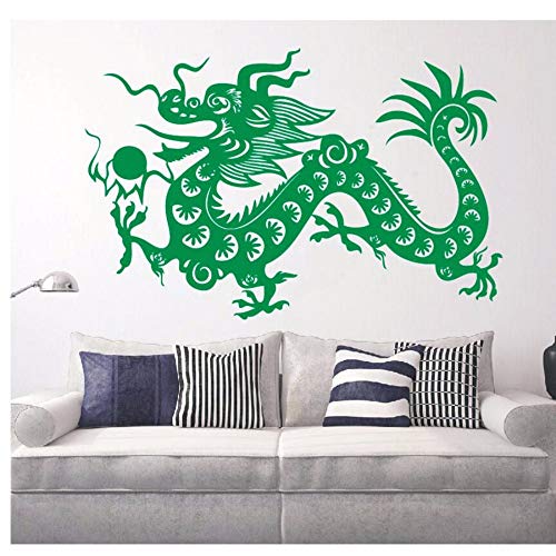 Preisvergleich Produktbild Jasonding Wandaufkleber Vinyl Chinesischen Drachen Fantasie Maskottchen Symbol Diy Drachen Wohnkultur Wandbild Carving Selfadesivo Papier 87 * 57 Cm