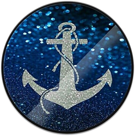 Multi-function Expanding Stand Pop Grip Mount Holder Sockets for Girls for iPhone,Samsung Galaxy,all Cellphones and Tablets - Blue Glitter Anchor Black