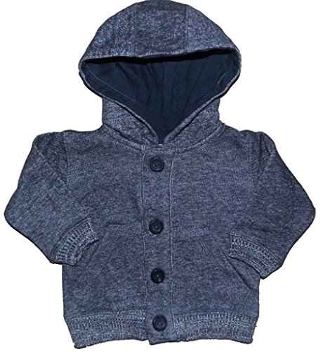 Baby and Toddler Boys Denim or Brown Marl Hooded Jacket Cardigan 3-6M to 4-5Y (18-24m, Blue)