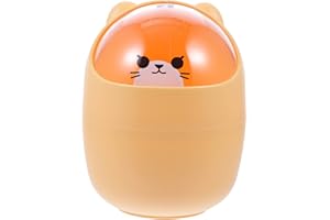 VEEMOON 1 PC Mini Bac à Ordures De Bureau Baril De Rangement Mignon Des Ordures Poubelle FerméE En Plastique Ovale Poubelle Portable Peut Convient Pour Les Voitures De Bureau à Domicile