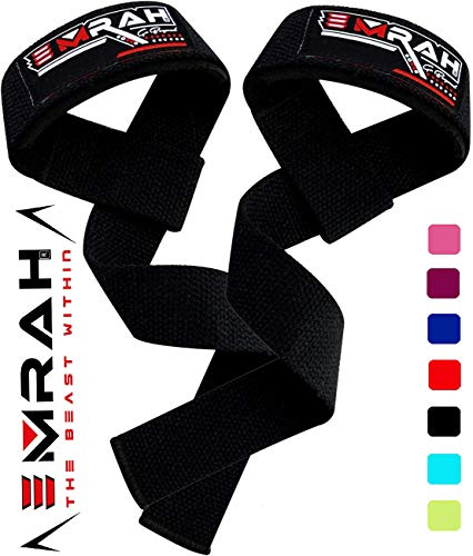 EMRAH Correas de Levantamiento de Peso Acolchado para Levantamiento de Pesas y Levantamiento de Pesas Correas de Levantamiento de Pesas Crossfit Gym Straps (Negro)