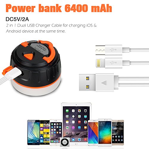 Lanktoo 2-In-1 Rechargeable Camping Lantern & 6400mAh Power Bank – IP65 Ultral Bright Magnetic LED Light for Camp Tent Working Ourdoors Hiking Fishing Emergencies - 5