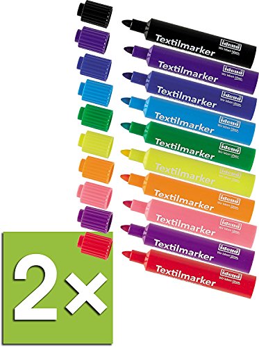 Idena 60035 Textilmarker für helle Stoffe, 10 Farben (2 Packungen)