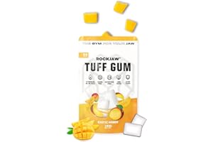 ROCKJAW® Jawline Gum – Tuff Gum 2.0 + complexe de vitamines B (sans tim) – 100 % xylitol, sans aspartame, sans sucre (2 mois d'approvisionnement) (mangue exotique)