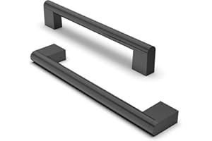 FURNIWARE 10 Stück Möbelgriffe, 160mm Bohrlochabstand Edelstahl Möbelgriffe Schrankgriffe Küche Kabinett Griff Verwendet für Türgriff der Badezimmertür Kleiderschrank(Matt Schwarz)