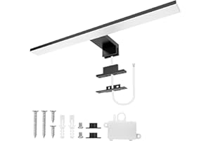 Aourow Lampara Espejo Baño 10W,40CM 820LM Aplique Luz Espejo Baño,Blanco frío 6500K Lámpara de Espejo Baño LED Resistente al Agua IP44 para baño y Armario con Espejo CLASE II(Negro)