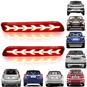 Car-Dec Rear Bumper LED Reflector/DRL with Wires for Maruti Suzuki Baleno/Brezza/Ertiga/S Cross/Ciaz/Ritz/SX4/New/Dzire/Wagon R (Red, Set of 2)