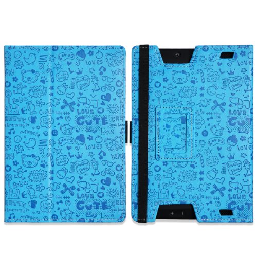 MoKo PU Leder Ständer Hülle Schutzhülle Tasche Ledertasche Schale Smart Case für Amazon All New Kindle Fire HD 7 Zoll 2013 Gen Tablet,Cutie Charme Blau (Nicht für Fire HD 7 2012/Fire HDX 7 2013) - 3
