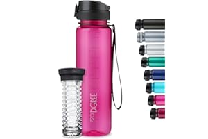 720°DGREE Gourde d'Eau 1l “uberBottle“ +Fruit-Infuseur crystalClear - Sans BPA, Anti-fuite - Bouteille, water bottle idéale pour Enfants, Sport, Randonnée, Gym, Camping, Université, Voyage, Travail