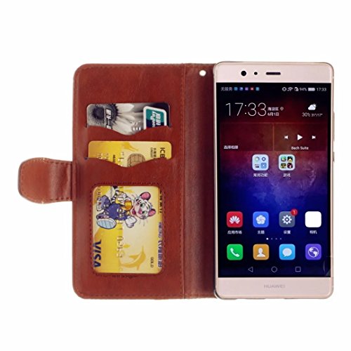 Huawei P9 Plus Hülle, MUTOUREN Schutzhülle für Huawei P9 Plus Handyhülle Brieftasche Gürtelhändytasche Bookstyle Wallet Flip Case Lederhülle mit Standfunktion Kartenfach Magnetic lock Ultra dünn Wallet Case Geprägtes Muster Henna Indische Sonne Mandala Rraun + Stylus Pen - 5