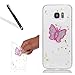 Produktbild Transparent Hülle für Galaxy S7 Edge,Glitzer Case Cover für Samsung Galaxy S7 Edge,Leeook Kreativ Niedlich Rosa Schmetterling Malerei Muster Entwurf Kristallklar Durchsichtig Schlank Ultradünne Bling Glänzend Funkeln Kratzfeste Stoßdämpfend Silikon Gel Schutzhülle Schutz Handy Hülle Tasche Etui Bumper für Samsung Galaxy S7 Edge + 1 x Schwarz Eingabestift-Rosa Schmetterling