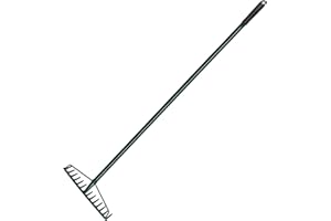 Old Tjikko Soil Rake,Garden Rake Heavy Duty,Green Rake Gardening,Landscape Rake,Carbon Steel Garden Rake,14-Tooth Rake Head Handle (Green 130cm)