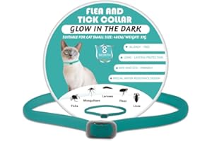Pets4Luv Collier Anti-puces pour Chats, Taille Unique, à Base d'huiles essentielles, répulsif sûr et Efficace, Design étanche et Lumineux, 8 Mois de Protection, 1PCS