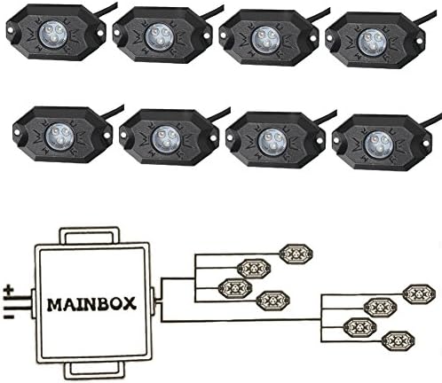 RGB LED Rock Light with 8 pods lights Bluetooth control, Mobile connection, simple fashion, DIY effect-8pods multicolor