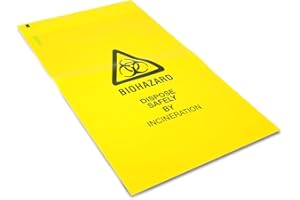 BLUEDOT 25 x Strong Clinical Waste Biohazard/Bio Hazard Yellow Bags 203mm x 354mm