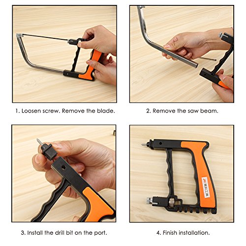 LIVEHITOP Magie Universal Handsäge Set, Tragbar Multifunktionell Handsägen mit 5 Sägeblatt DIY Bügelsägen Werkzeuge für Holz, Metall, Kunststoff, Garten, Glas, Fliesen, Stein (Orange) - 5