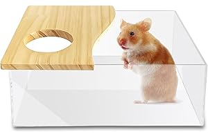 GUOML Łazienka dla chomików domowych, chomik z piaskiem, toaleta, przezroczysty akrylowy pojemnik kąpielowy, zdejmowany chomik, piasek, łazienka, dla myszy, lemingi (prostokątne)