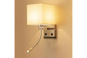 Konesky Applique da Comodino, LED Flessibile Luce per la Lettura Braccio Oscillante Supporto E27 Lampada da Parete Notturna (Non Include le Lampadine) (1 Riflettore)