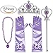 Produktbild Alead Prinzessin Verkleiden Sich Rapunzel lila 4 Stück Geschenk-Set Diadem,Handschuhe,Zauberstab,Halskette … (lavendel)