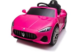 Macchina Elettrica Per Bambini Maserati Gran Cabrio con Sedile in Pelle Auto Elettrica Per Bambini Telecomandata Porte Apribili Doppio Motore Elettrico 12V Carico 25 Kg TOYSCAR Rosa