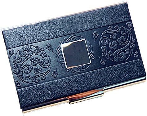 Business Card Holder Case,mSure Stainless Steel Business Name Card Case Holder Organizer - Leather Embossing Surface(BCH07)