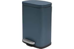 Spirella Papelera Akira de 5L de capacidad con pedal, en color Azul Petroleo mateCon cierre amortiguado y cubo interior Colección, 21.4X17.6X30 Cm