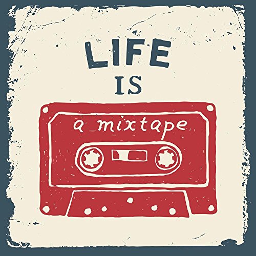 PB Life is A Mixtape Unframed Canvas Painting 18 x 18inch
