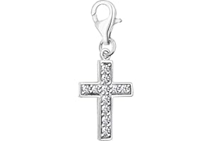 Quiges Charm Pendentif en Argent 925 Croix avec Fermoir