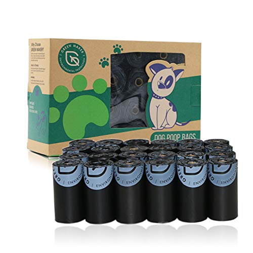 Green Maker Bolsas de Compost para Perros 30% más Grueso que Otros 360 Bolsas de Desechos Biodegradables para Perros Hechas de Almidón de Maíz (Negro)