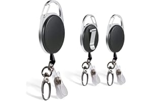 SAFEHAVEN Safe Haven 3 Pcs Retractable Lanyard and Badge Reel | Extendable Key Chain and Stretchy Keyring with Clip for ID Card Holder | Perfect Lanyard Retractable for Keys