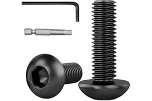 Dayalo 25 sztuk śrub z łbem soczewkowym M5 x 16, śruba z łbem półokrągłym, śruba z łbem płaskim, stal nierdzewna A2 V2A, sześciokątny, pełny gwint, czarny tlenek, z kluczem imbusowym i bitem do