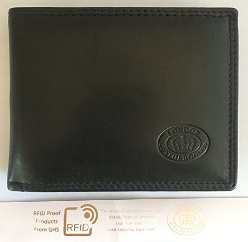 Preisvergleich Produktbild Kuh Nappa Echtleder Wallet mit RFID-Schutz Technologie (1042 – Schwarz